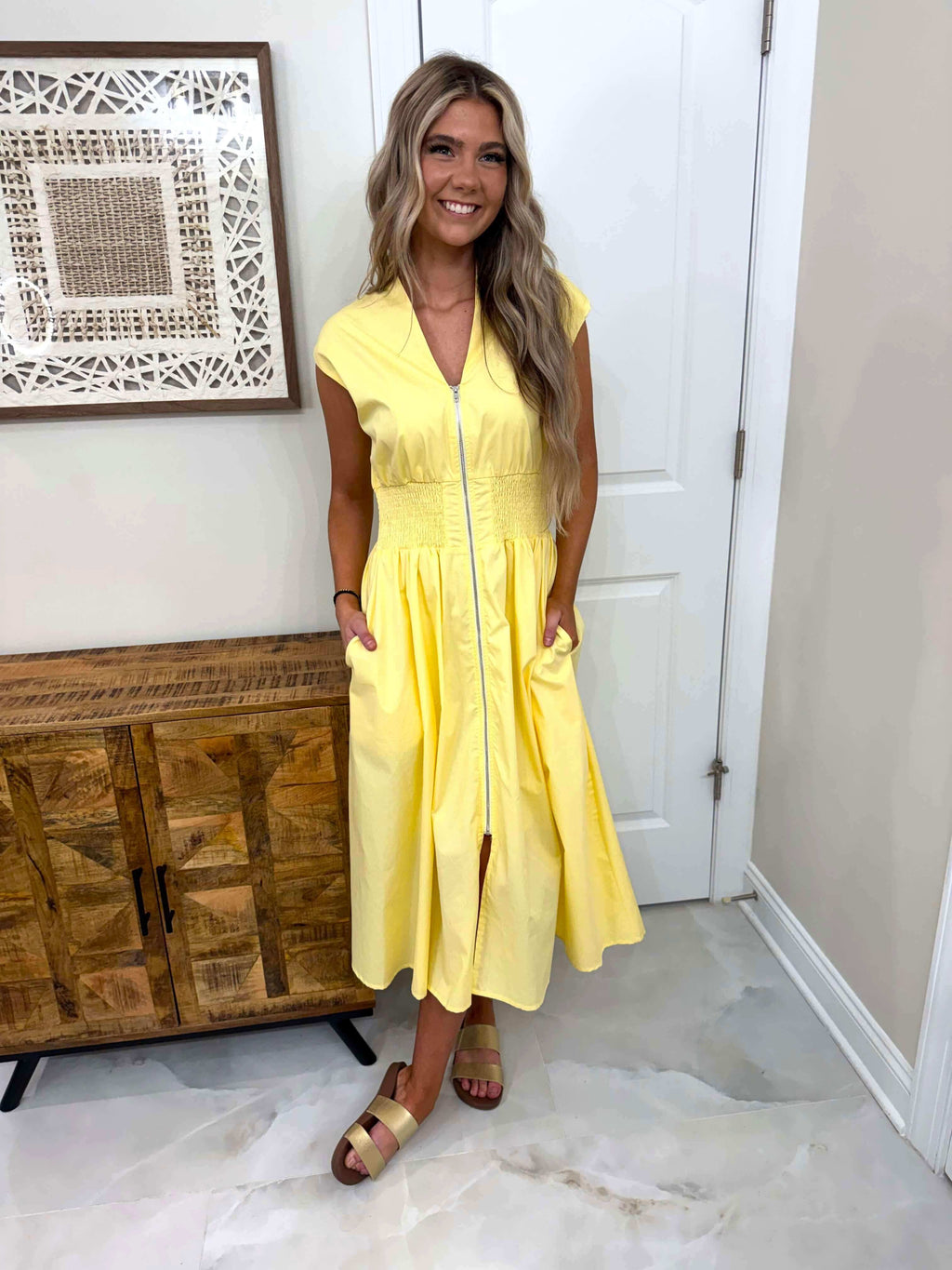 Sunny Yellow Midi Dress
