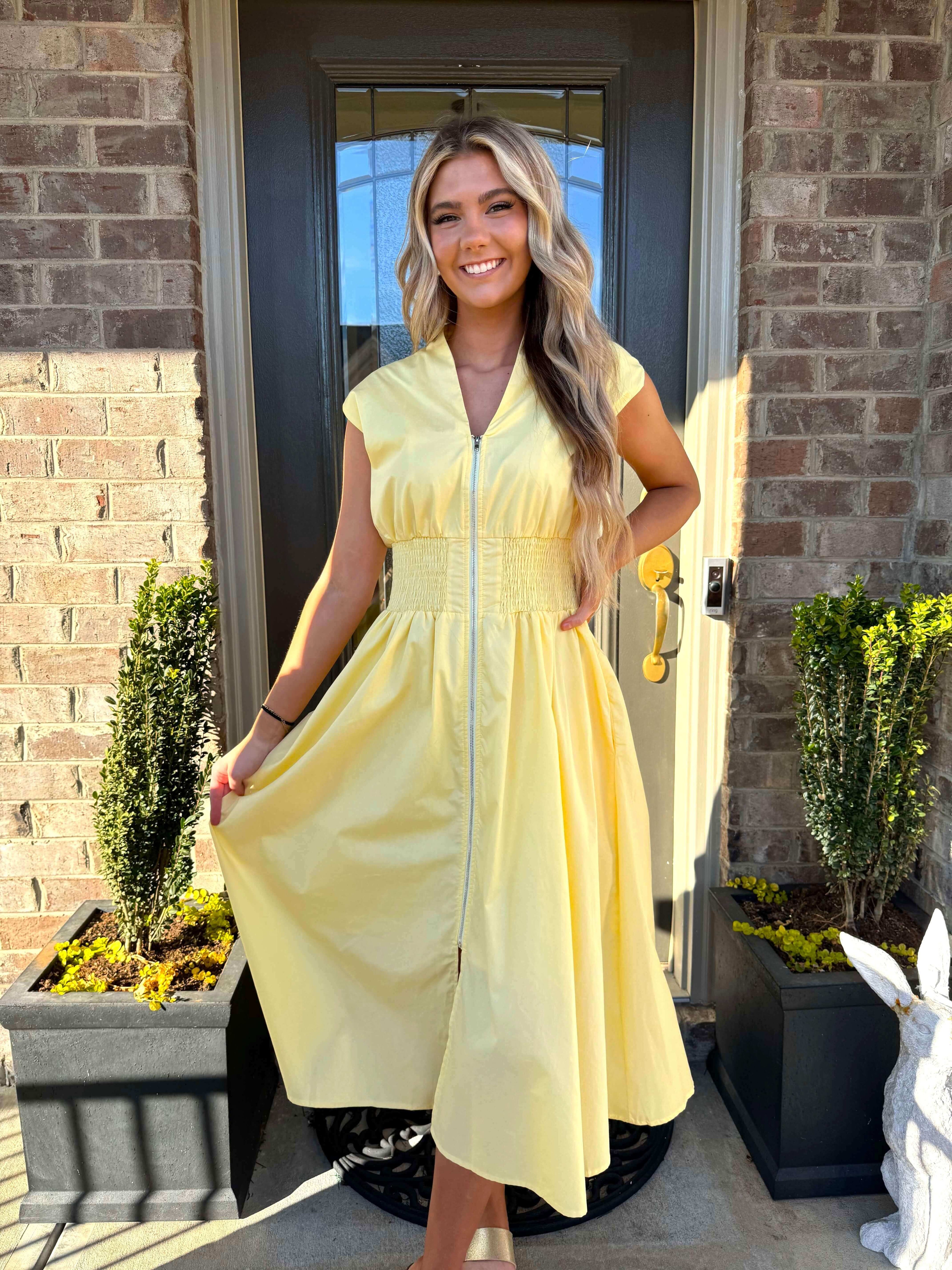 Sunny Yellow Midi Dress
