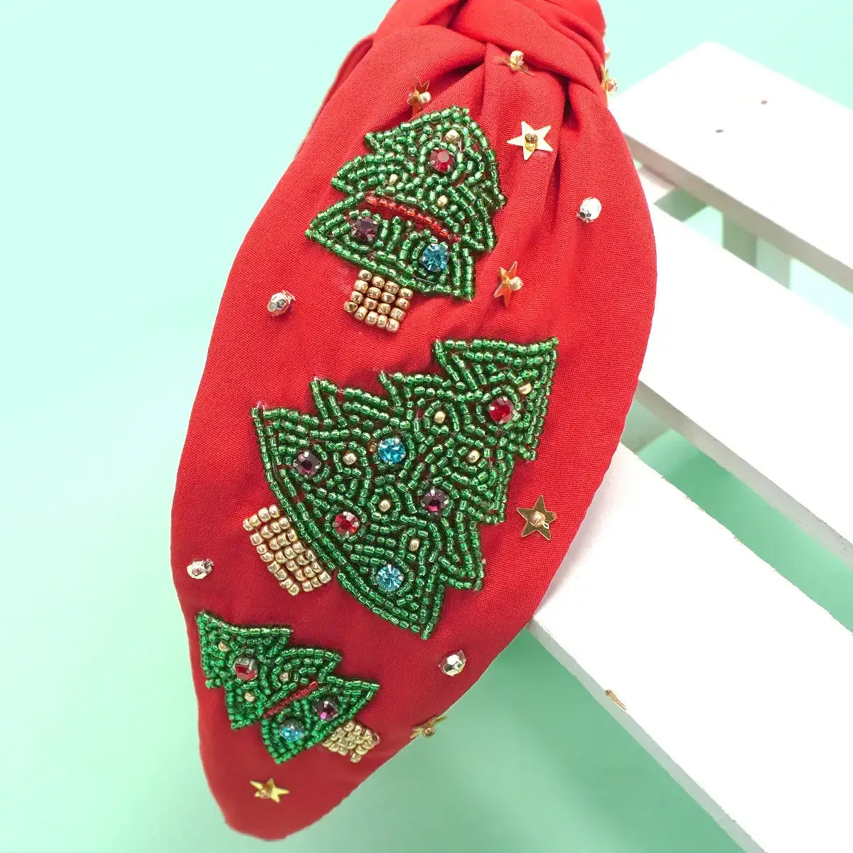 Christmas Tree Headband - Red & Pink