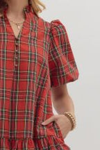 Sarah Red Plaid Dress