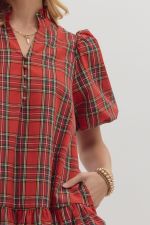 Sarah Red Plaid Dress
