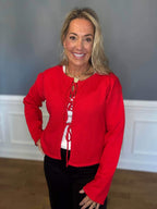 Hattie Red Front Tie Sweater