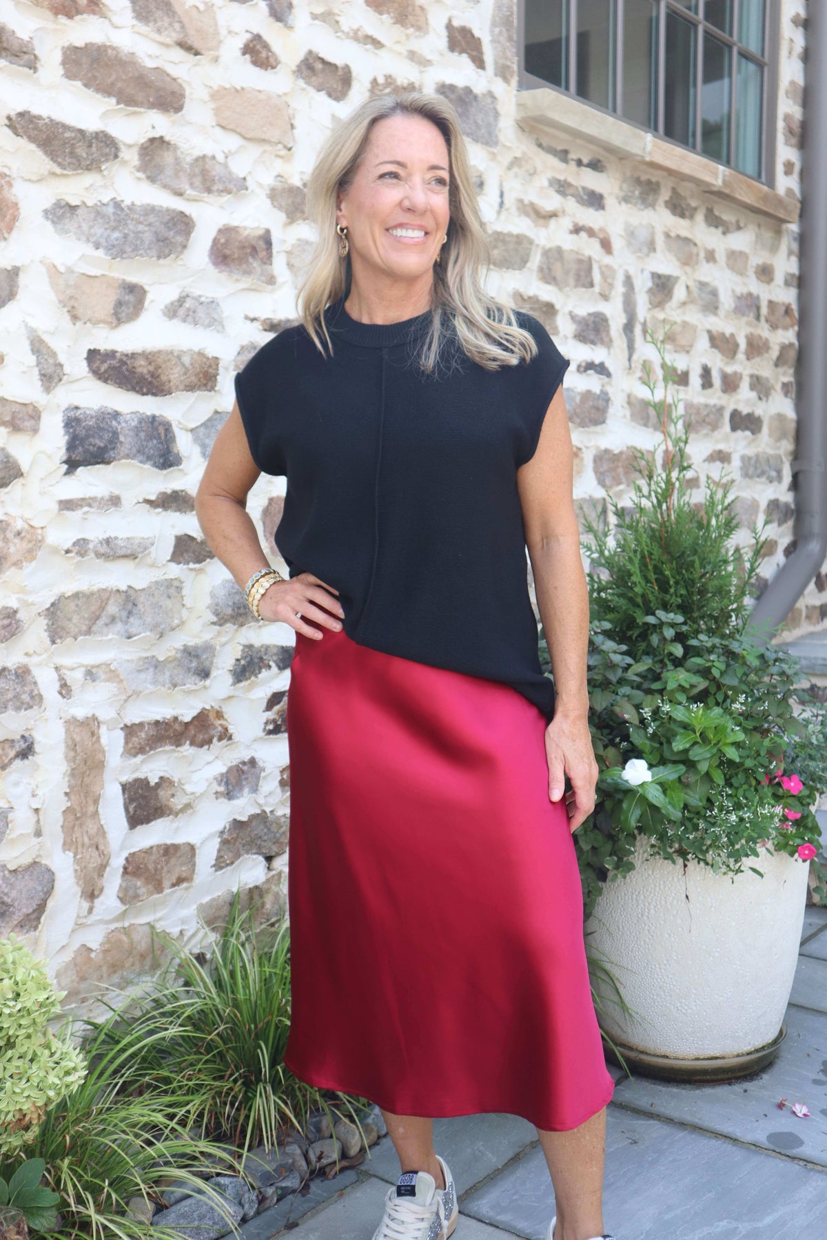 Red Satin Skirt