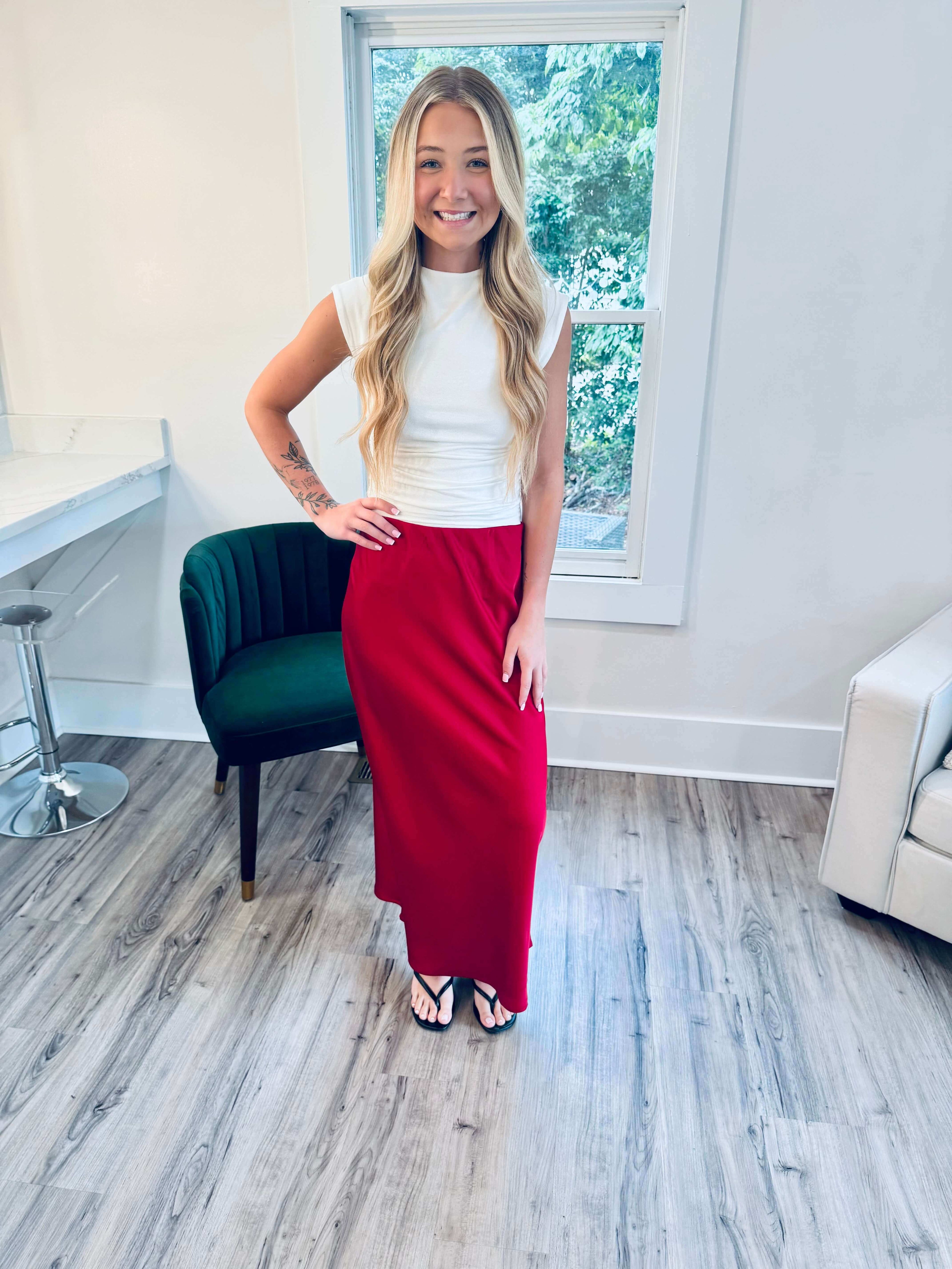 Wine Maxi Skirt