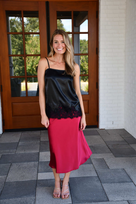 Red Satin Skirt