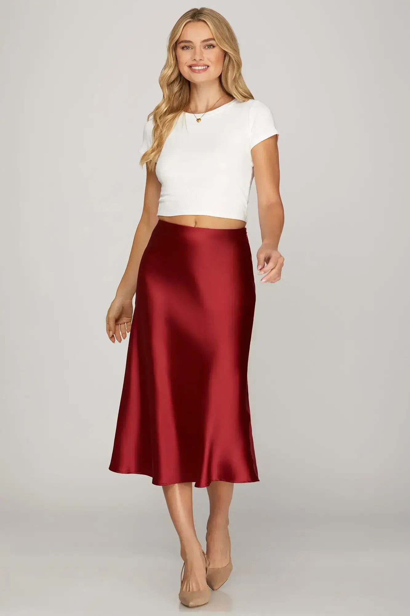 Red Satin Skirt