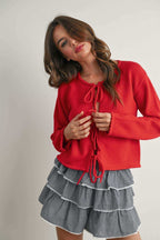 Hattie Red Front Tie Sweater