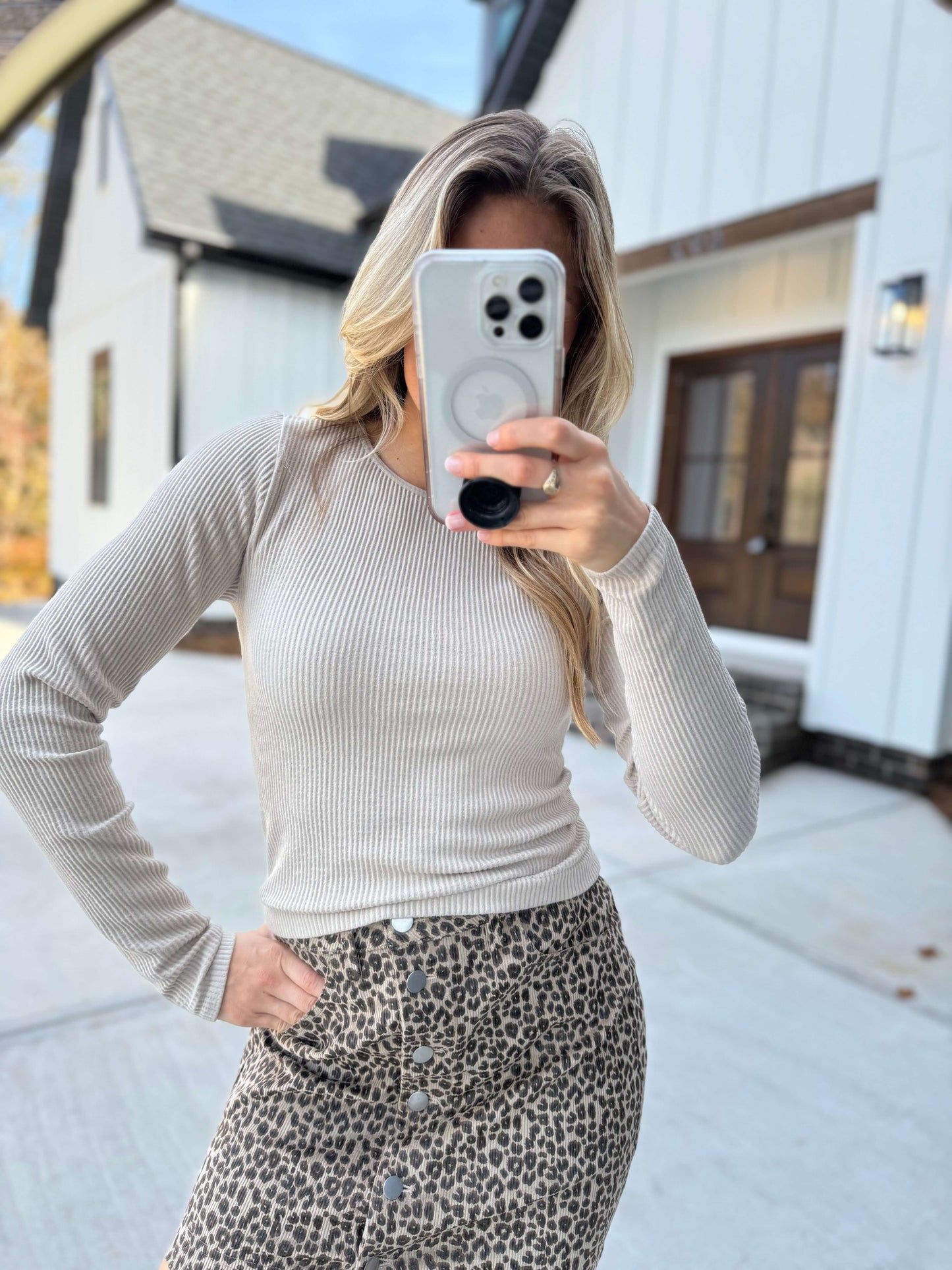 Rachel Ribbed Long sleeve (Oat Milk)