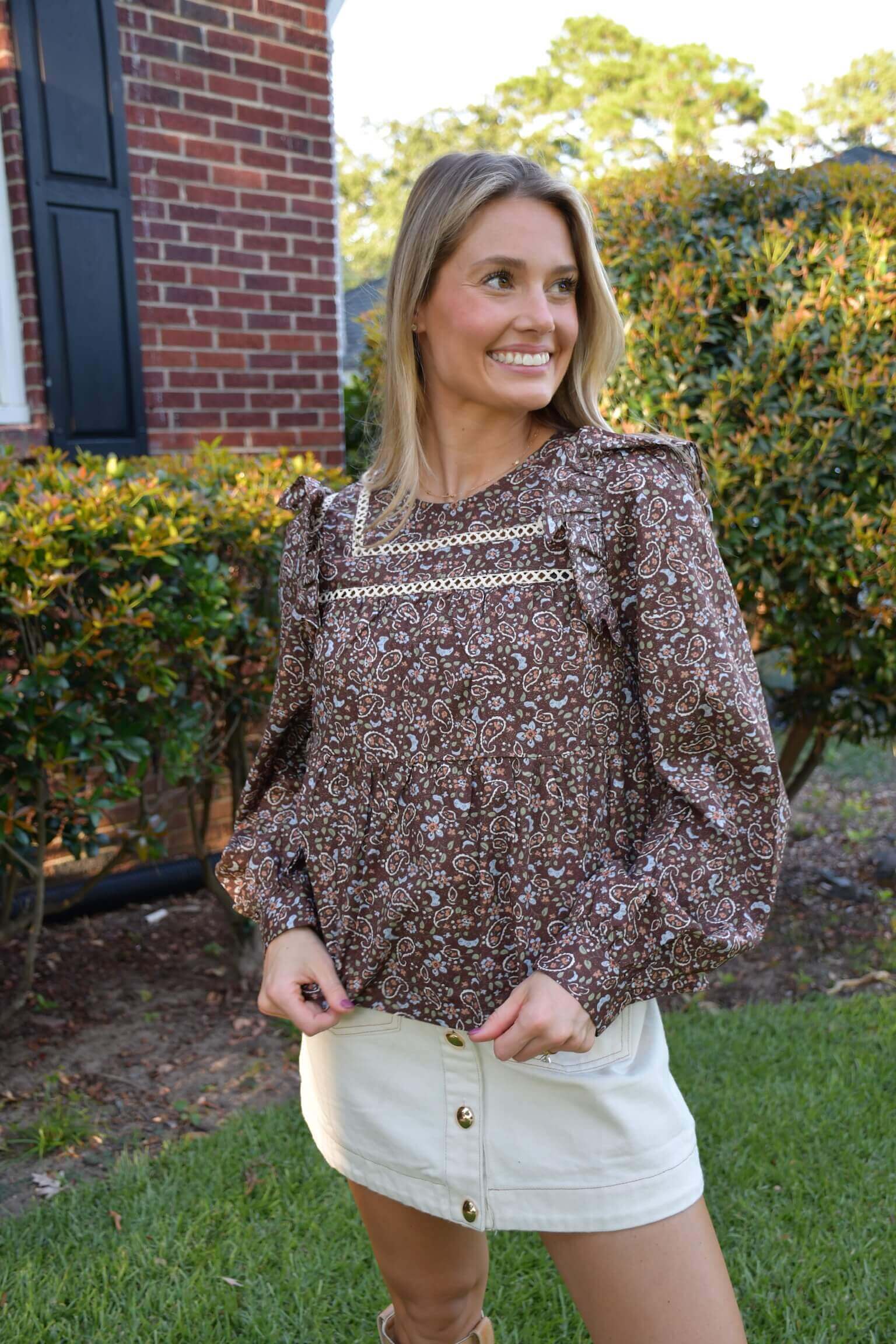 Coco Brown Floral Top