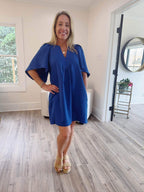 Royal Flutter Sleeve Dress