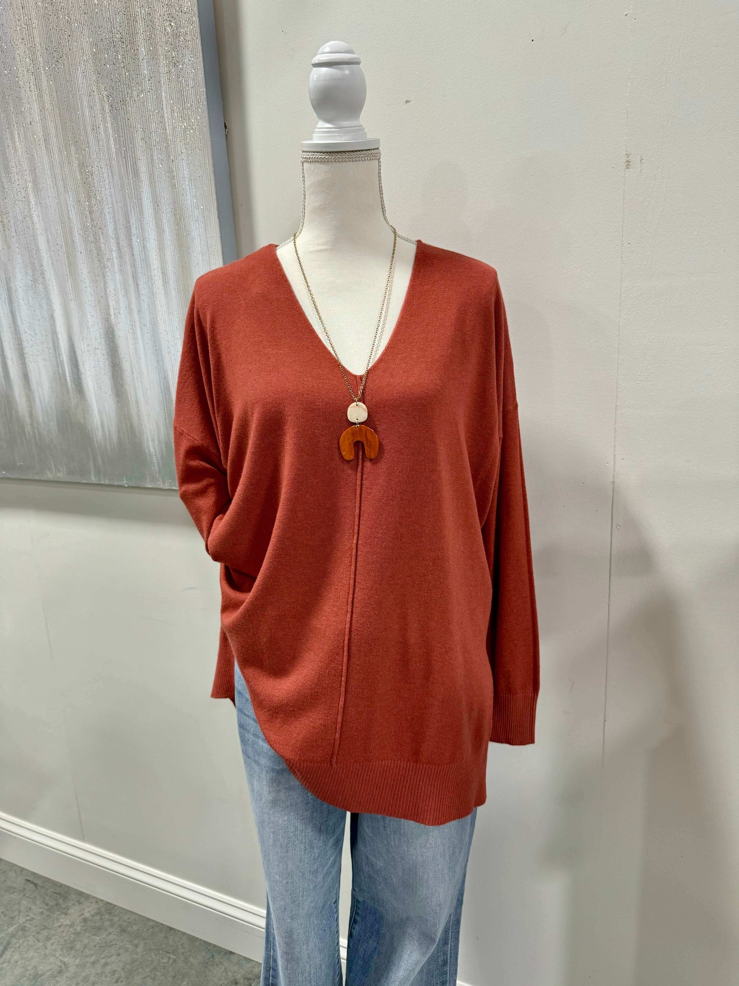 Regan V-Neck Hi-Low Sweater