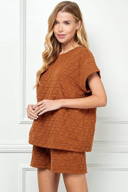 Rust Quilted Cropped Set