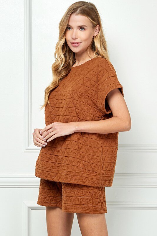 Rust Quilted Cropped Set