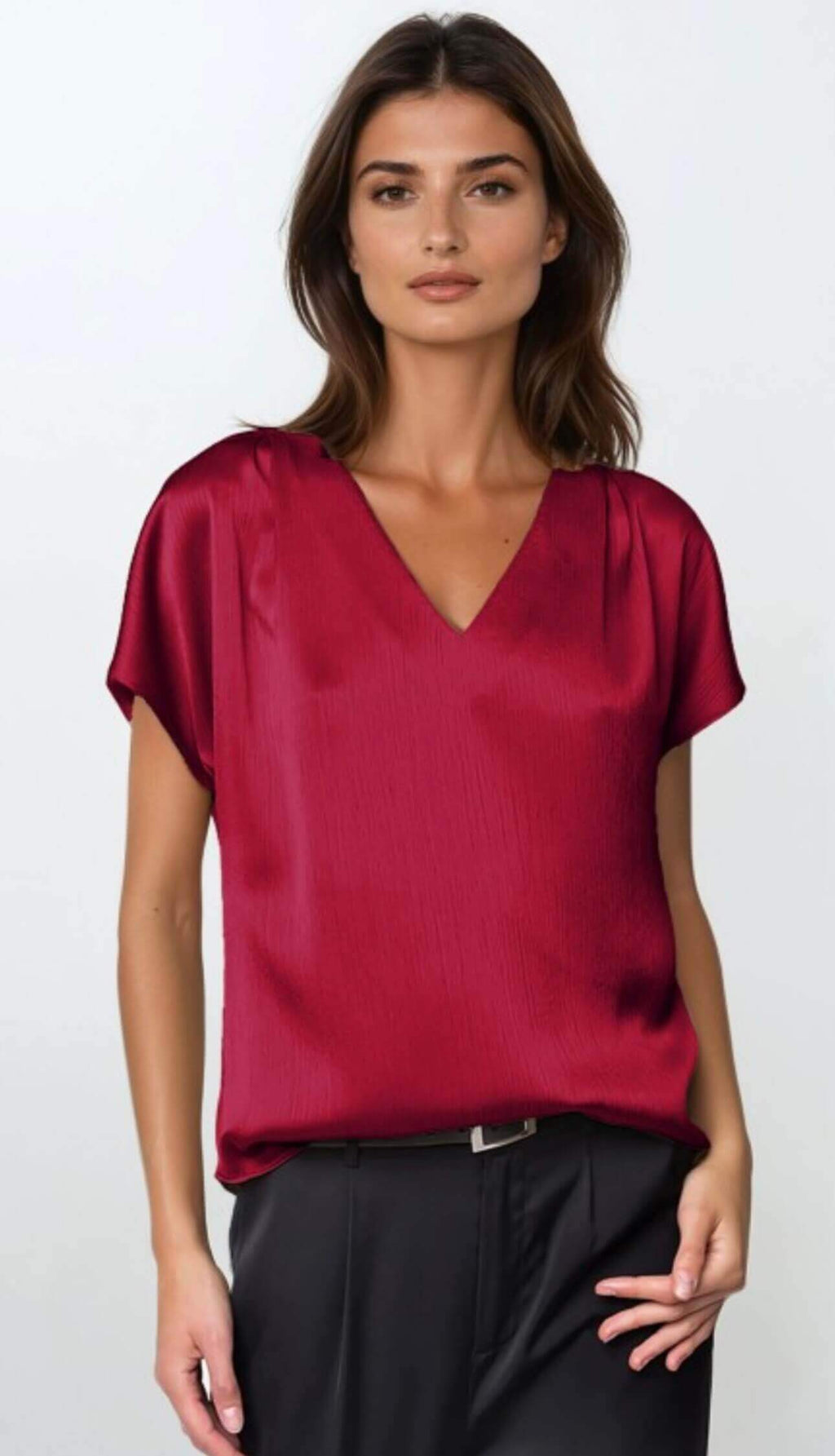 Julia Crinkle Satin Blouse