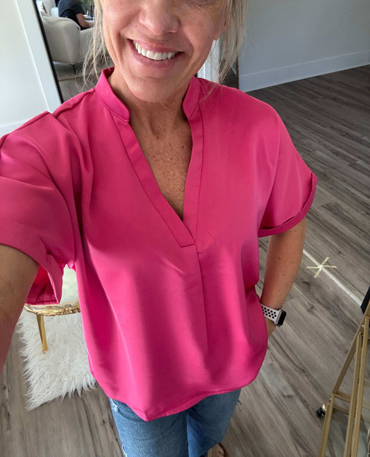 Brit Placket Cuff Sleeve Top