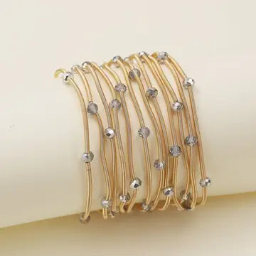 Rhinestone Beads & Coil Stretch Bracelet