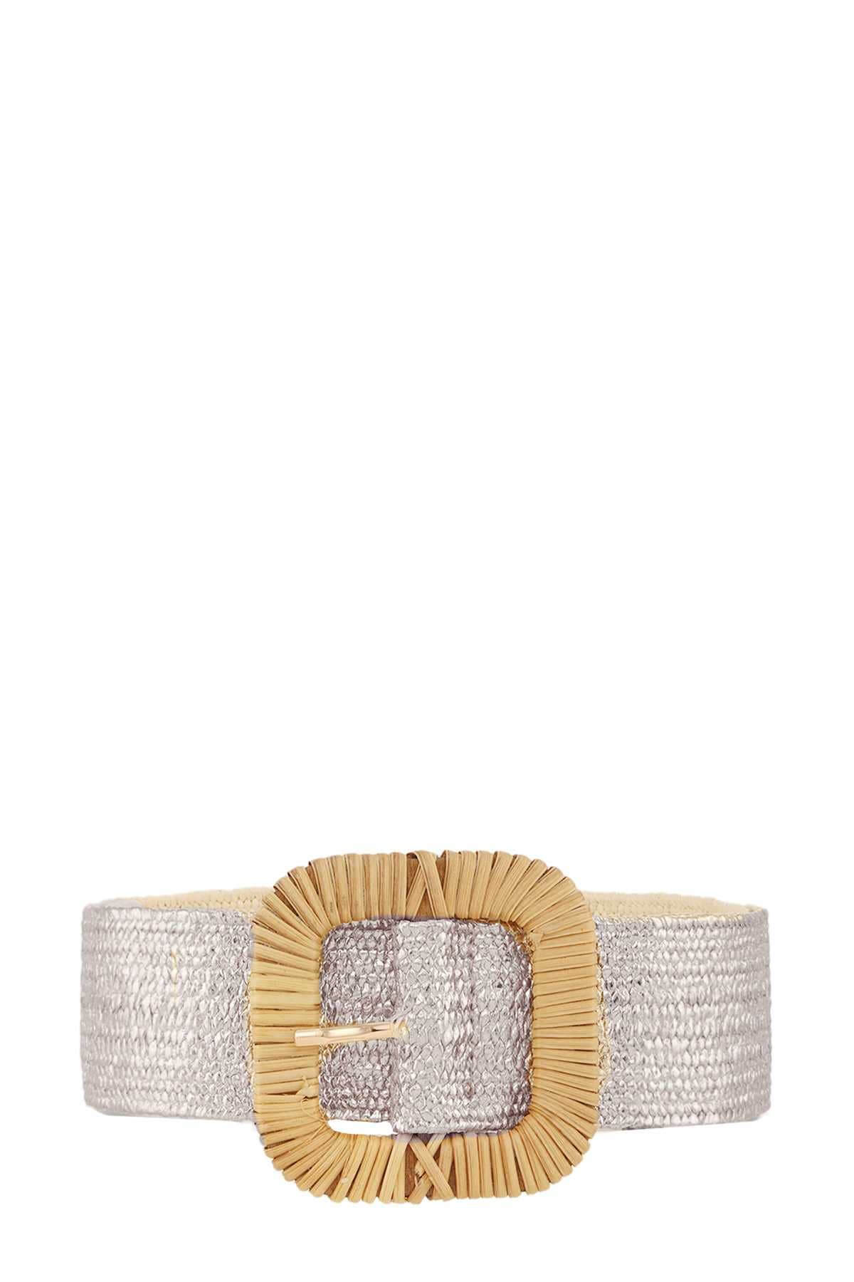Straw Wrapped Belt- Silver
