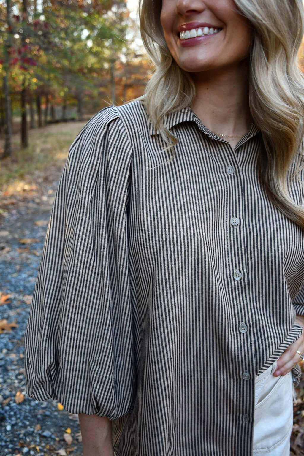 Addison Stripe Button Up Blouse