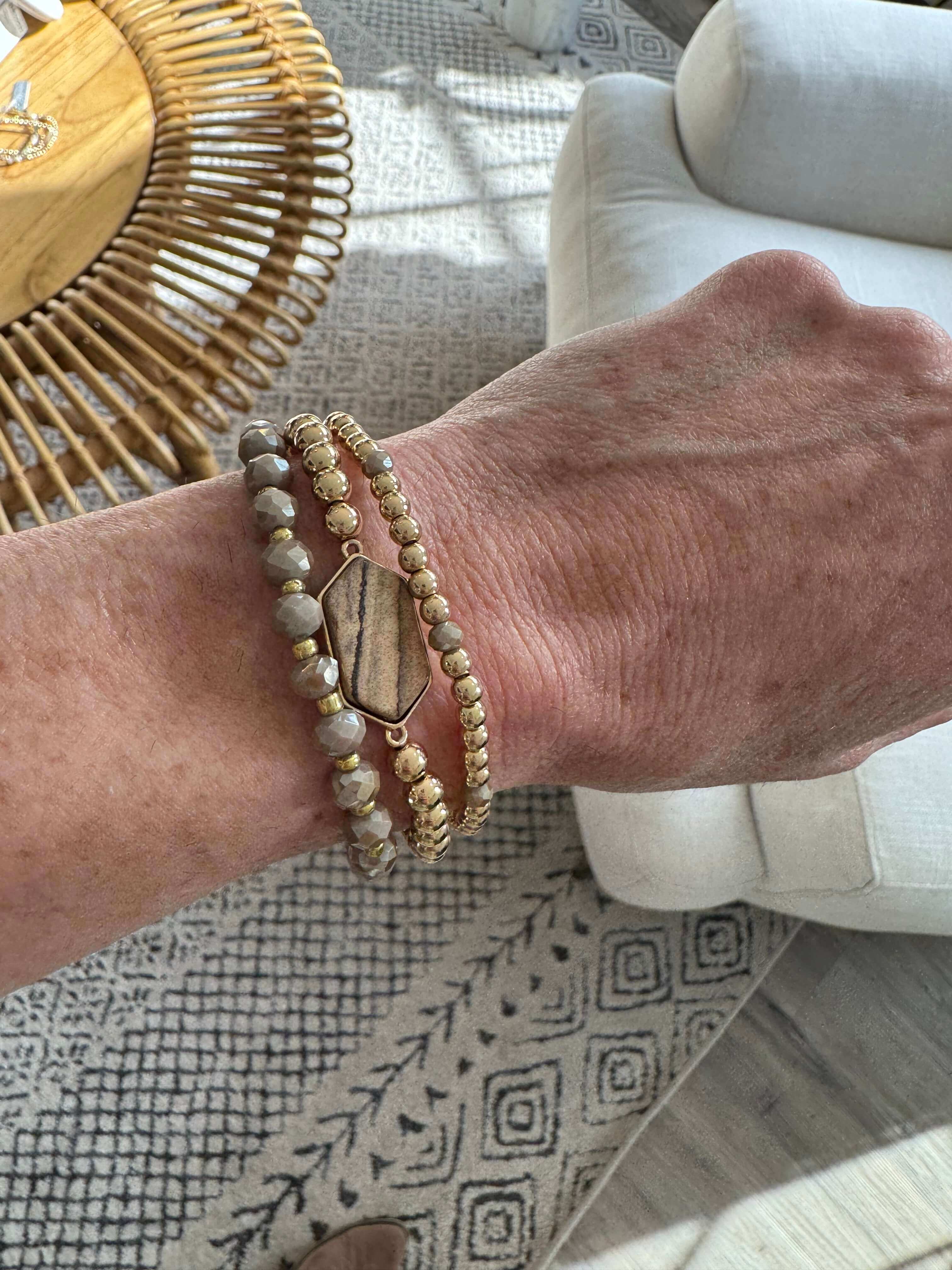 3 Strand Gold Brown Bracelet