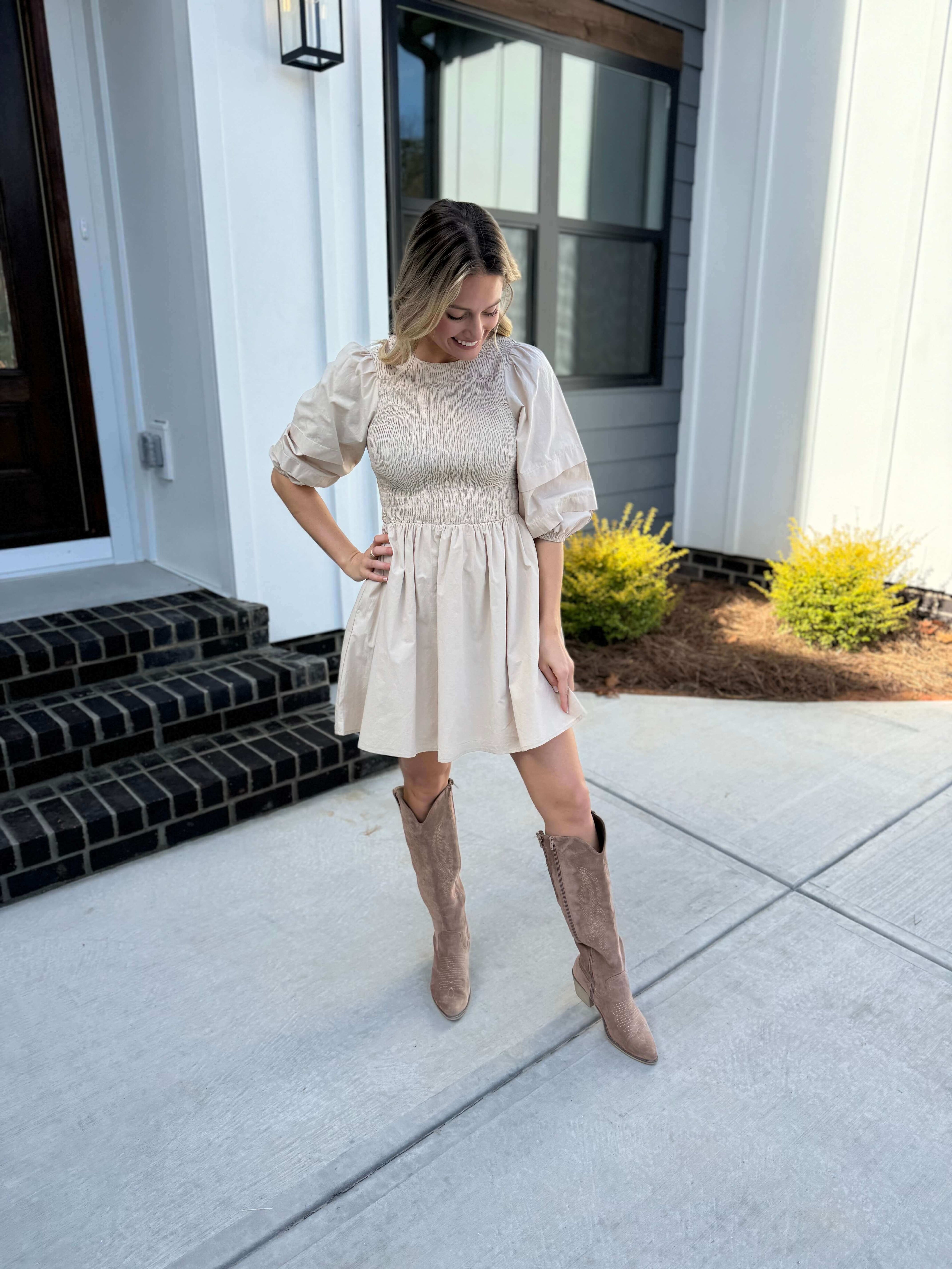 Arron Smocked Natural Dress