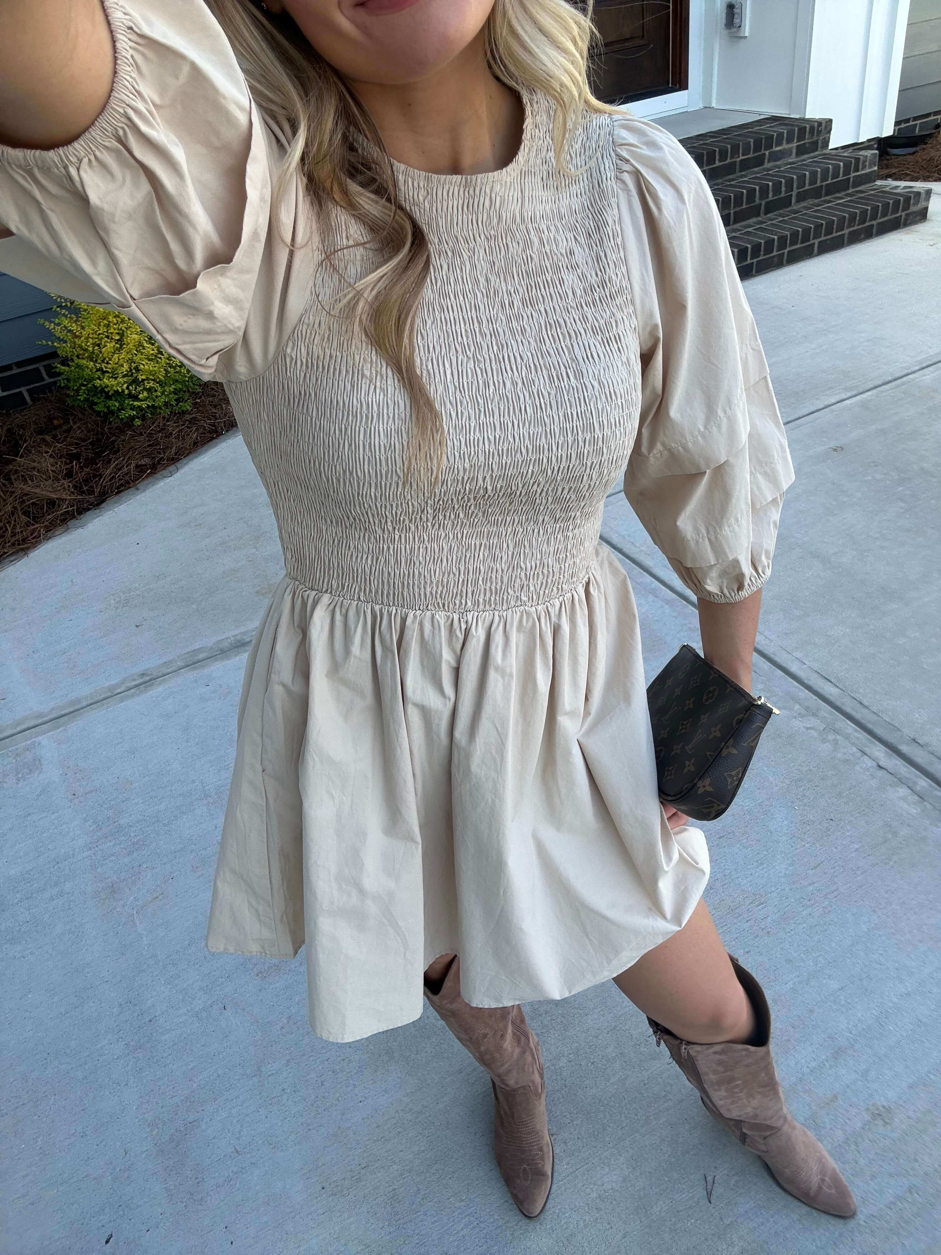 Arron Smocked Natural Dress
