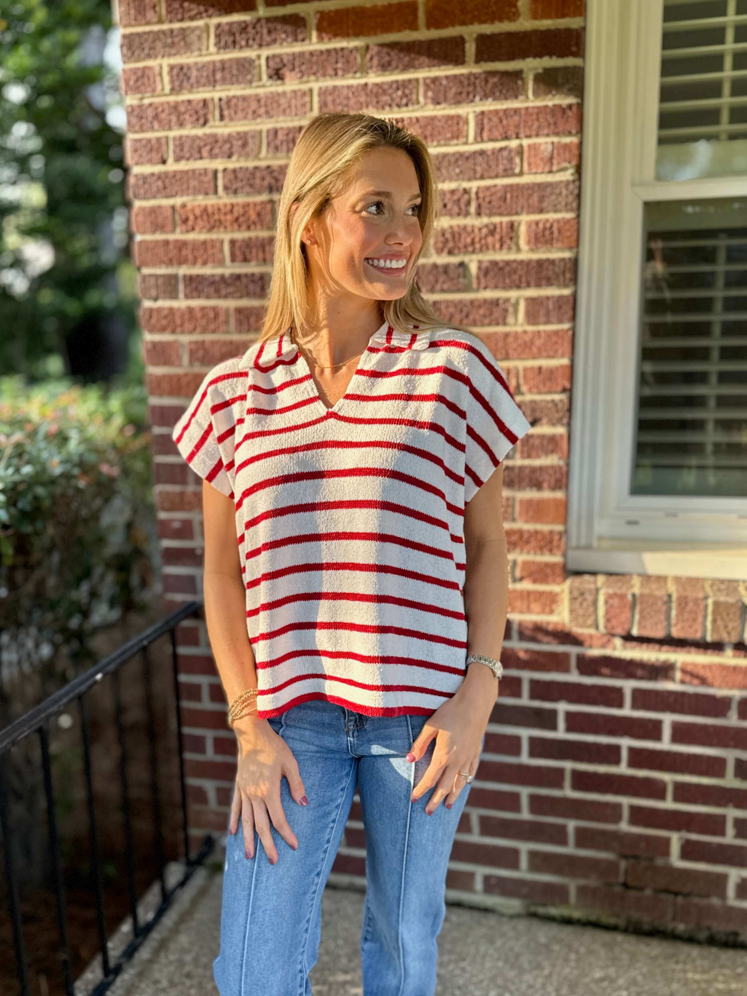 Christy Stripe Collared Top