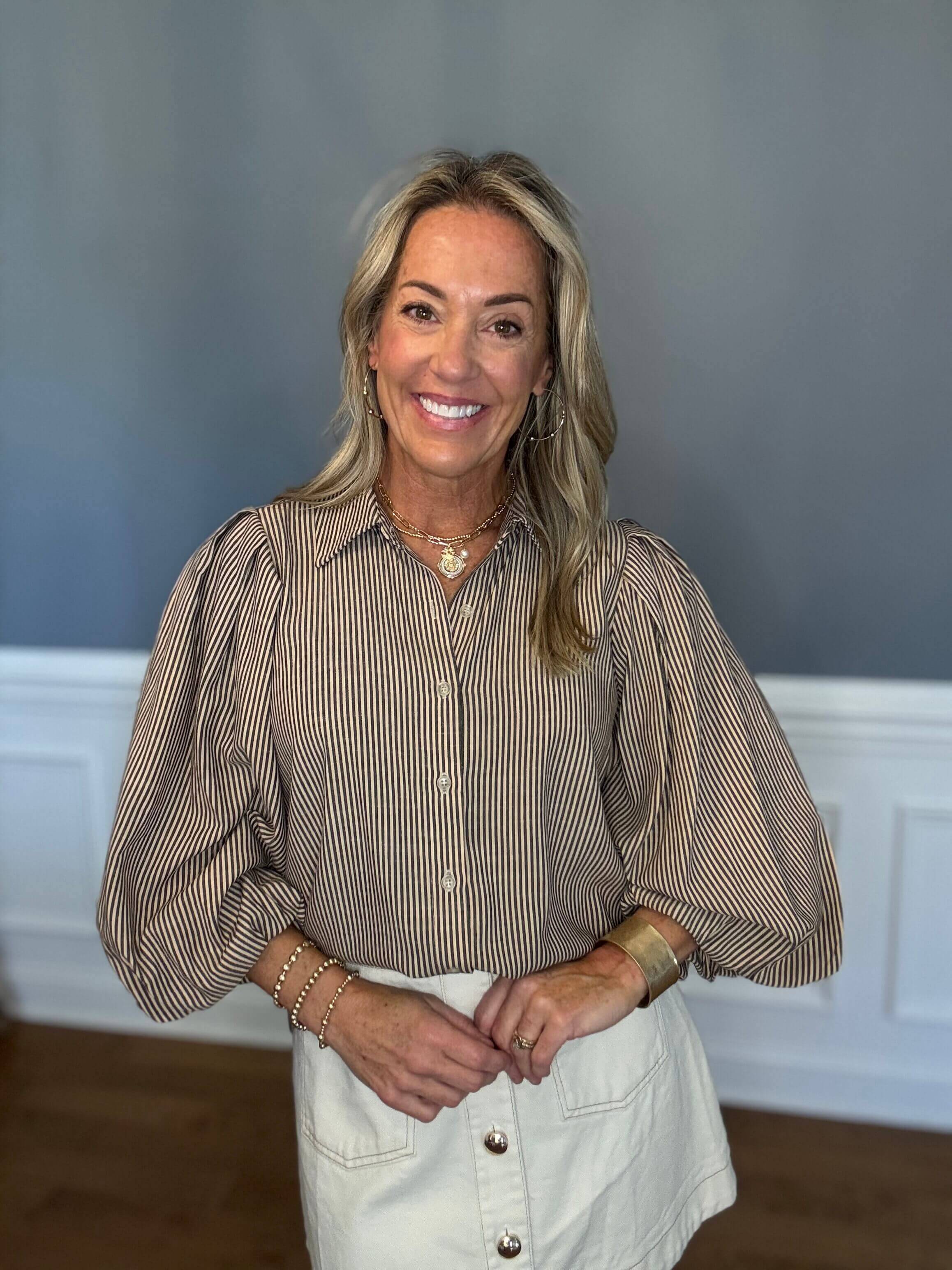 Addison Stripe Button Up Blouse