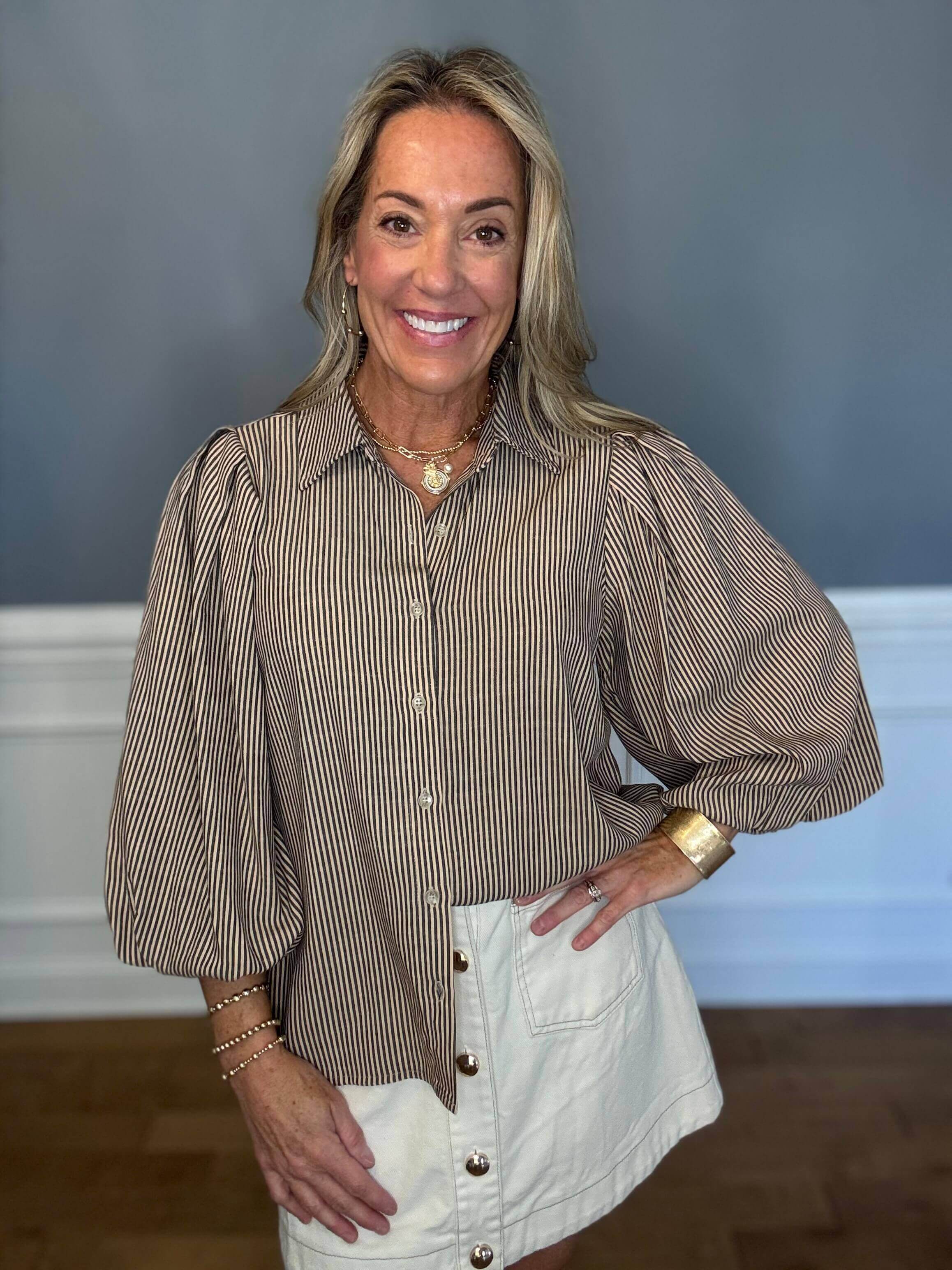 Addison Stripe Button Up Blouse