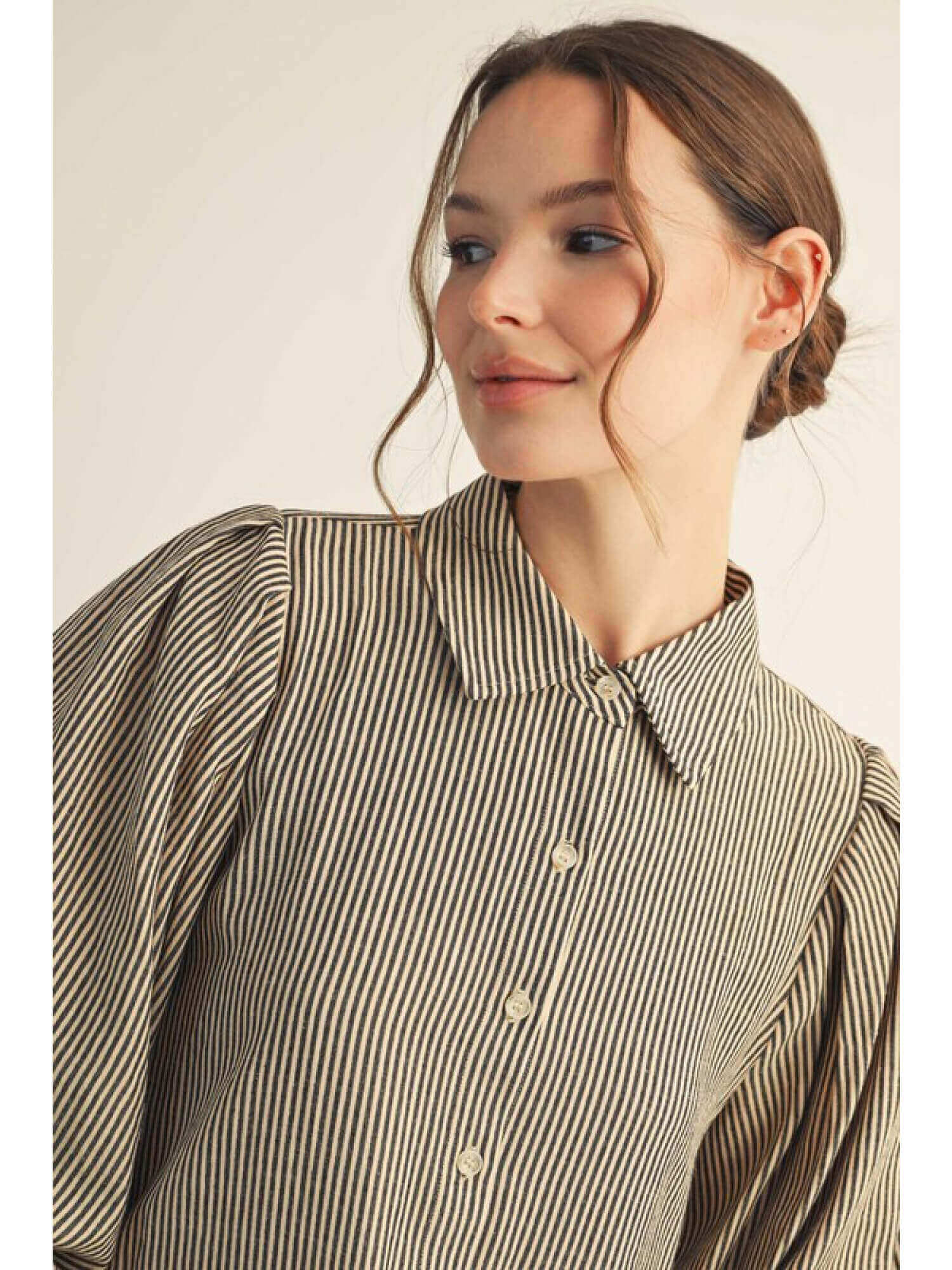 Addison Stripe Button Up Blouse