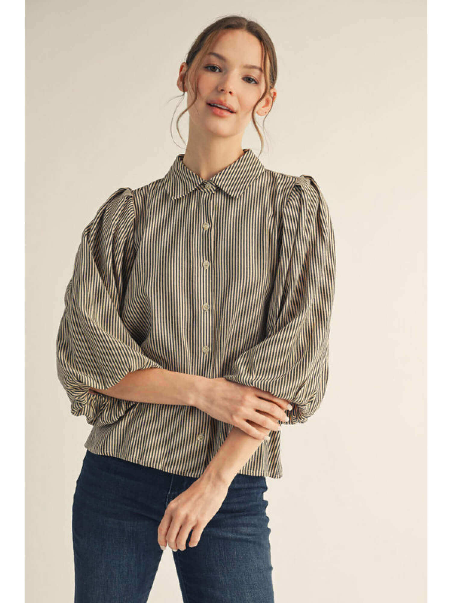 Addison Stripe Button Up Blouse
