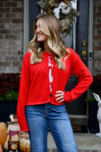 Hattie Red Front Tie Sweater