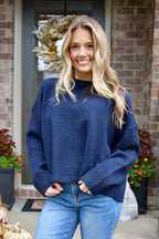 Garris Navy Tie Back Sweater