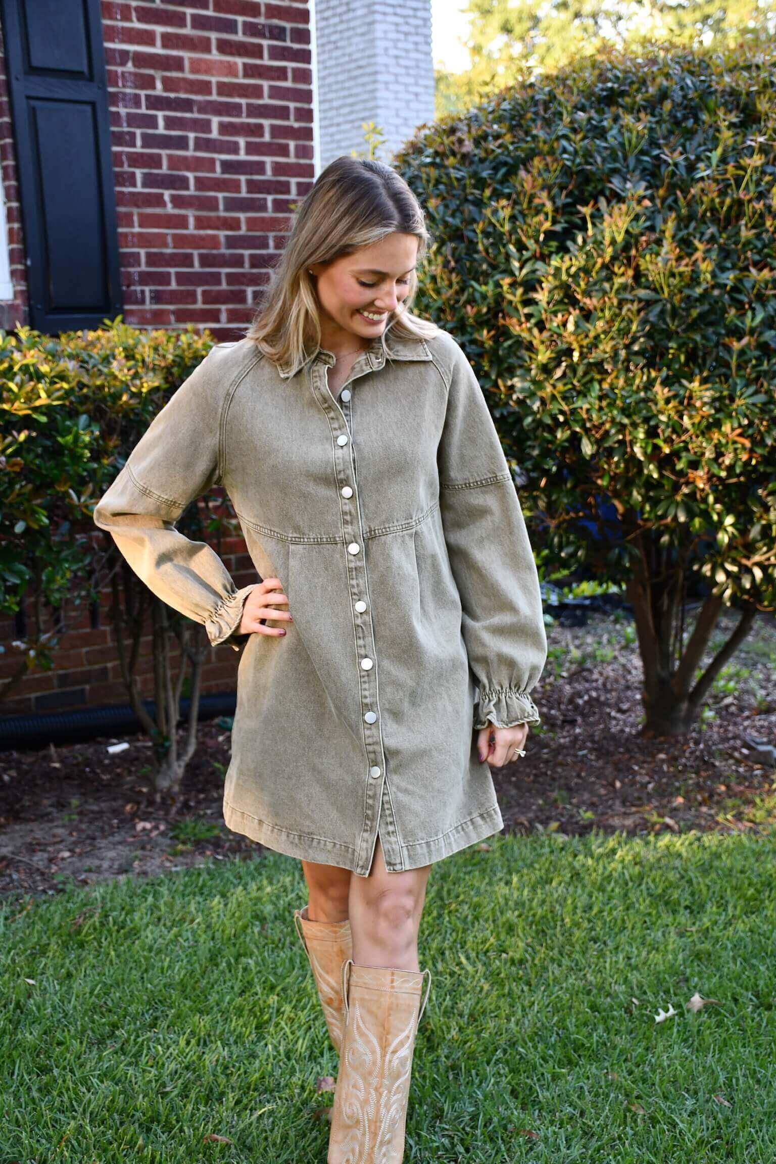 Olivia Olive Shirt Dress