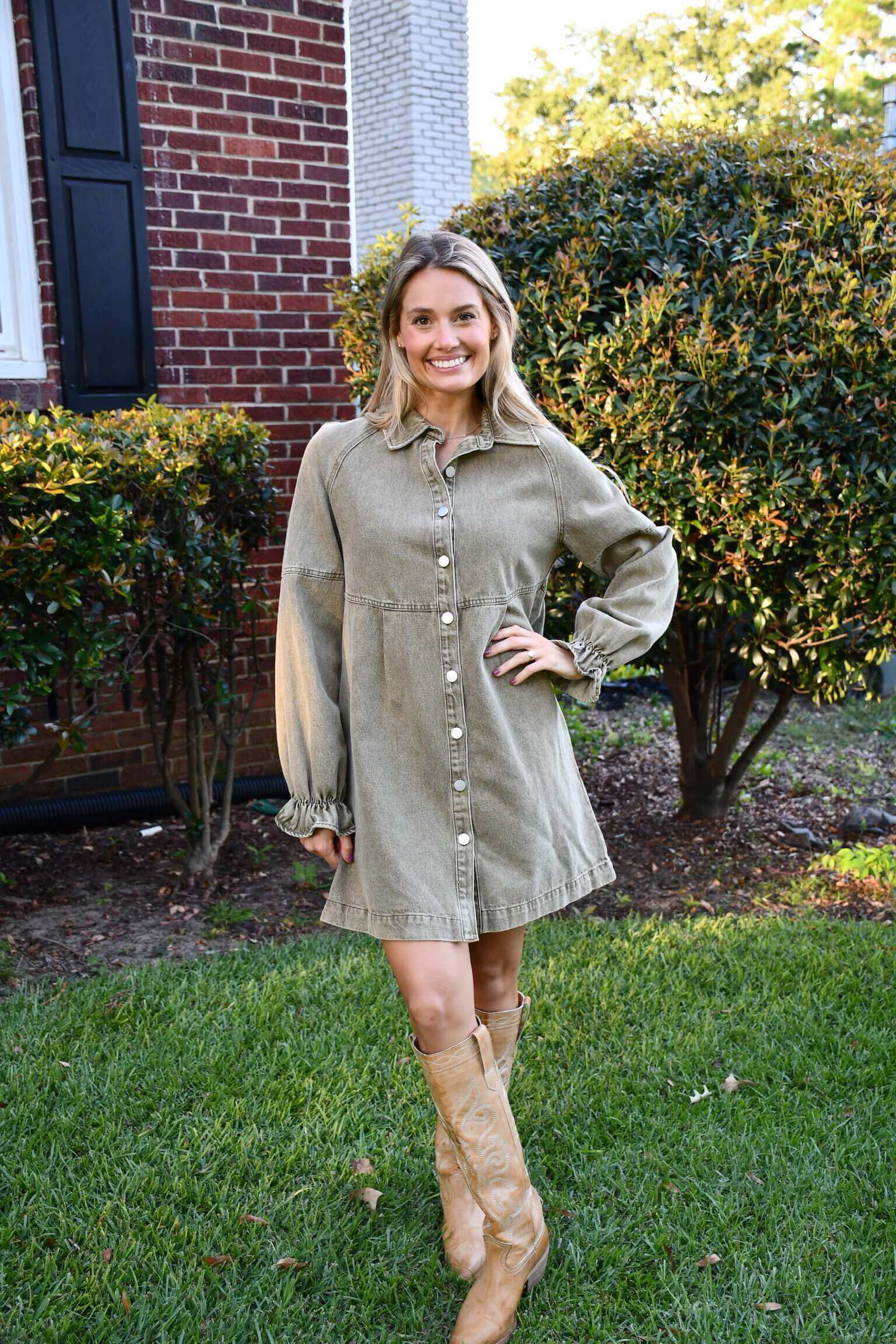 Olivia Olive Shirt Dress