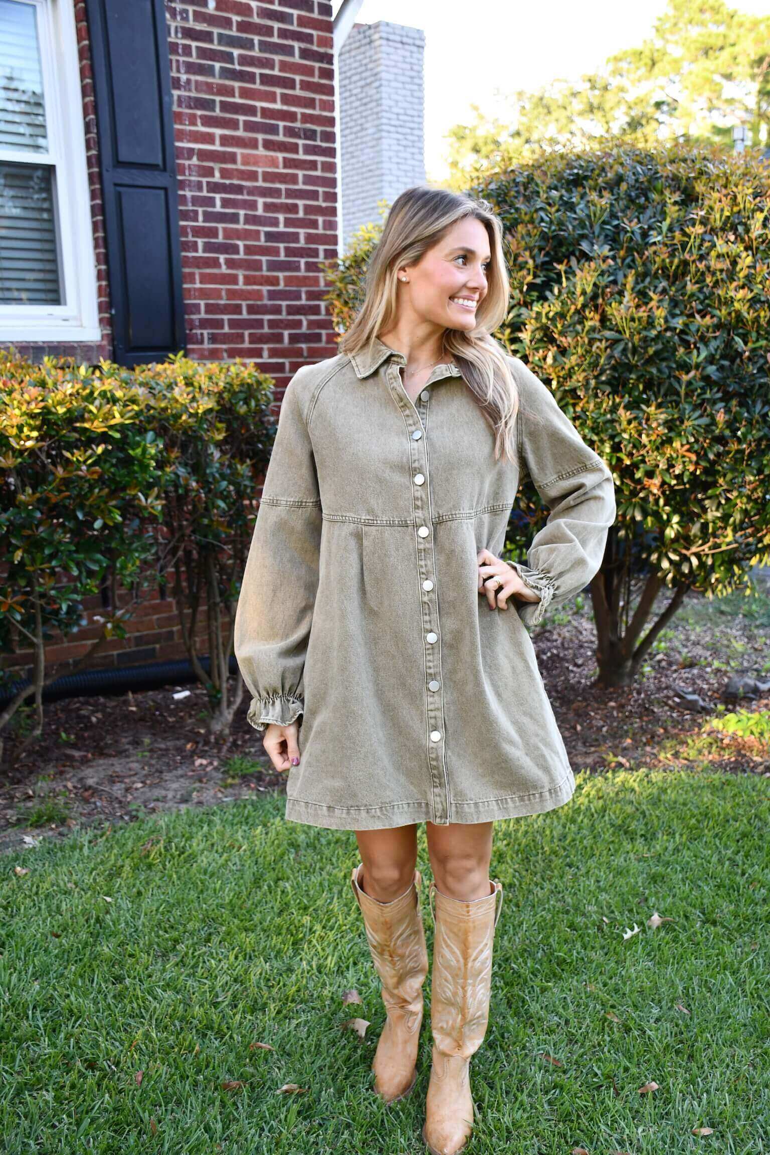 Olivia Olive Shirt Dress