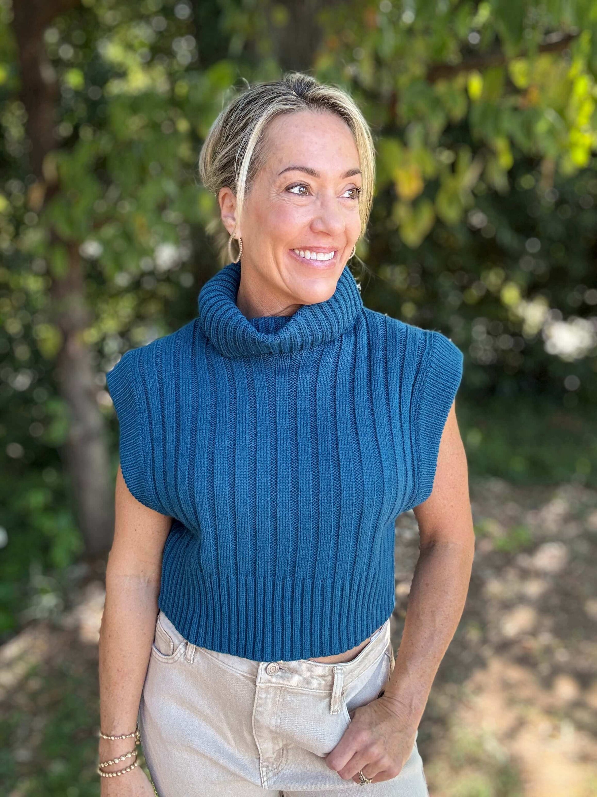 Toby Teal Crop Sweater