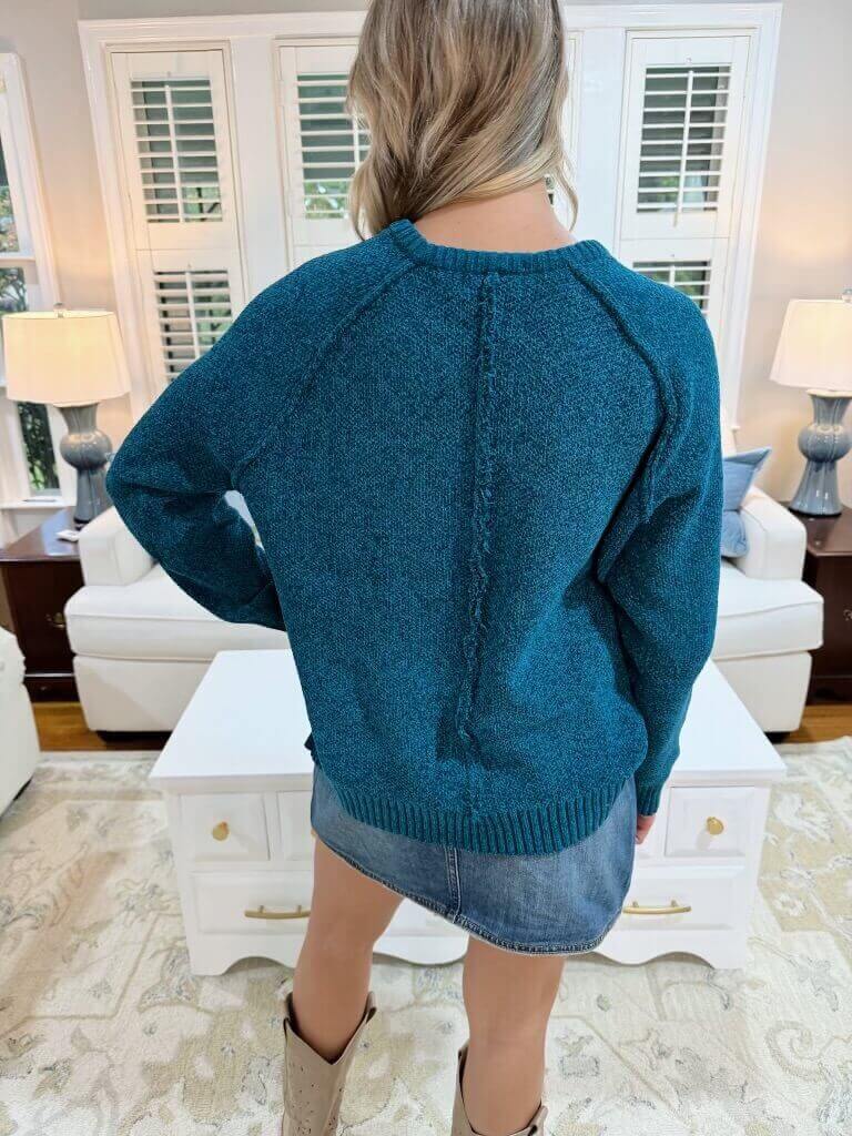 Linda Teal Chenille Sweater