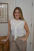 Maverick Ivory Tie Front Sweater