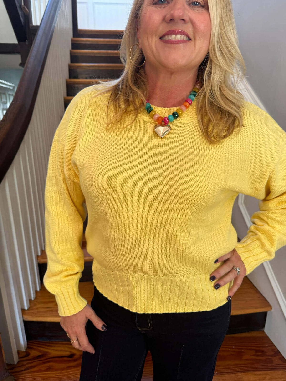 Multi Chunky Beaded Gold Heart Necklace