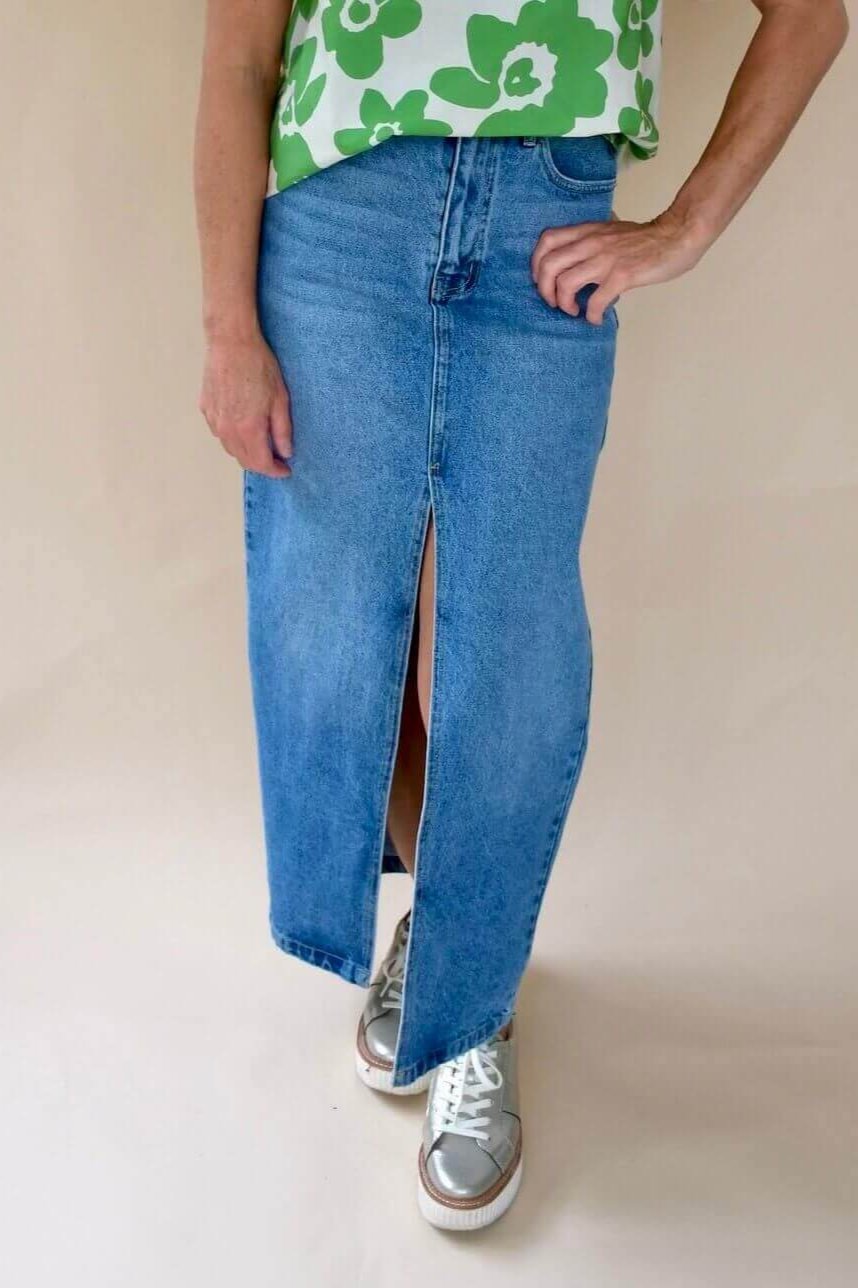 90's Denim Maxi Skirt