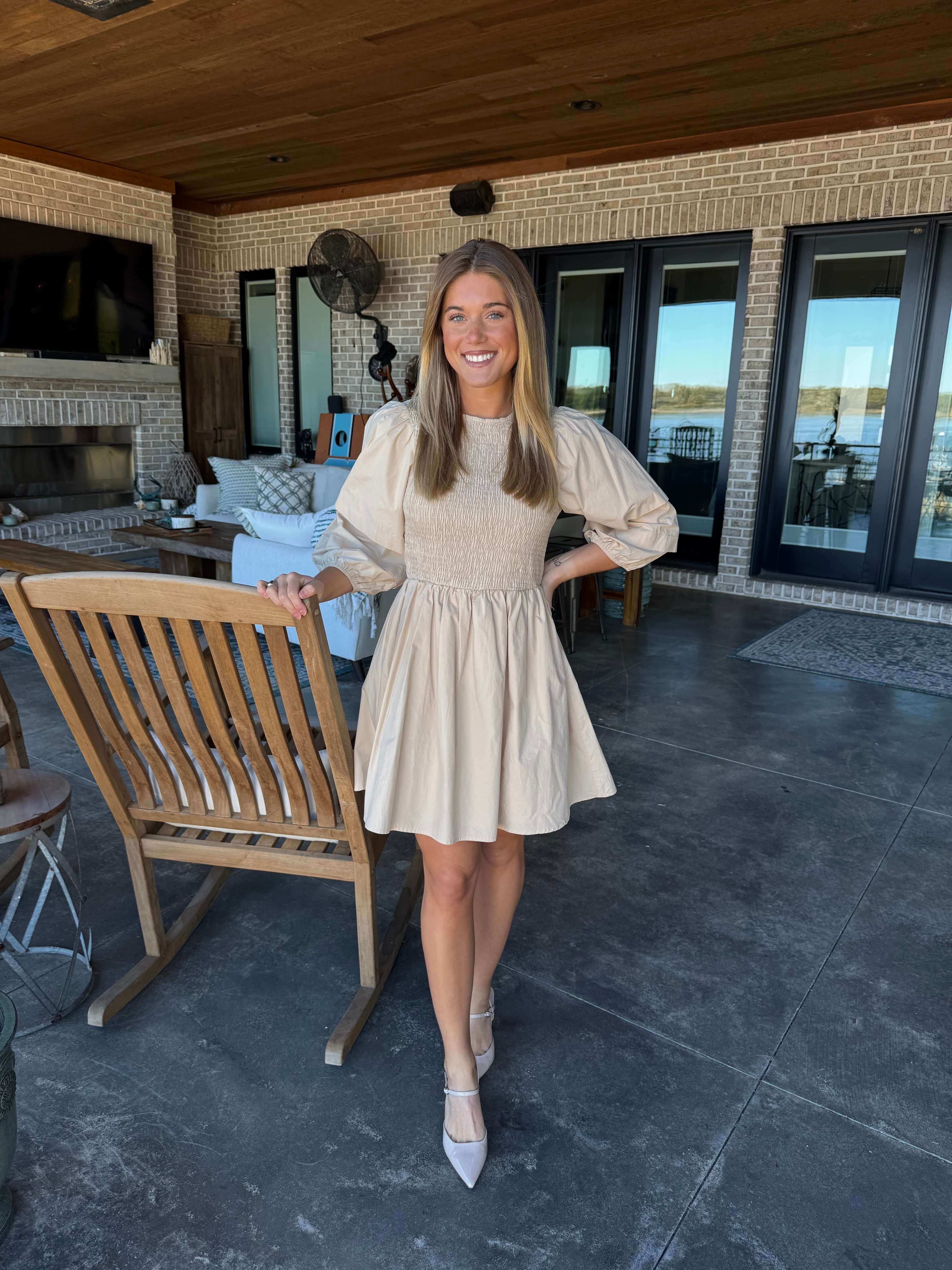 Arron Smocked Natural Dress