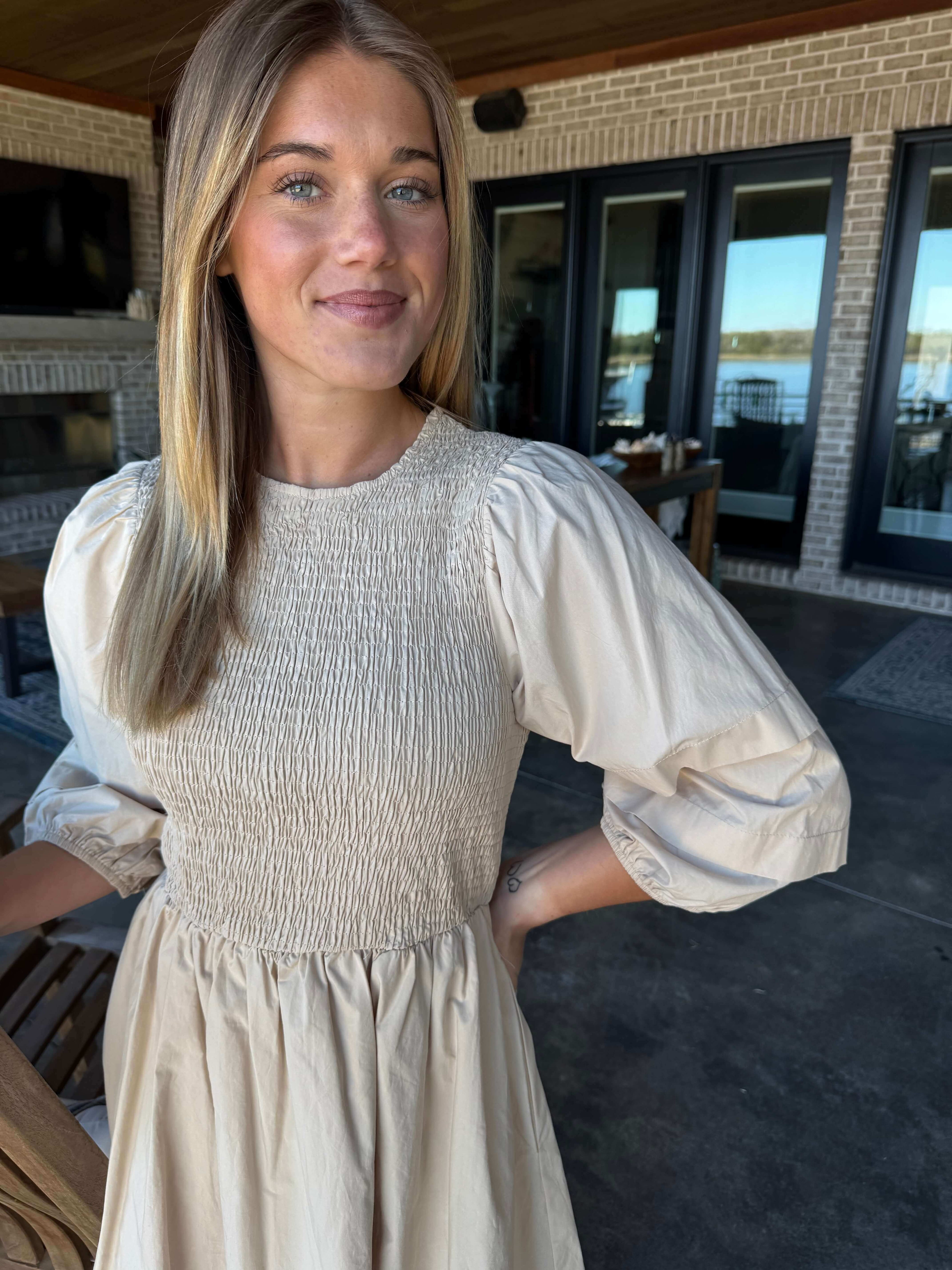 Arron Smocked Natural Dress