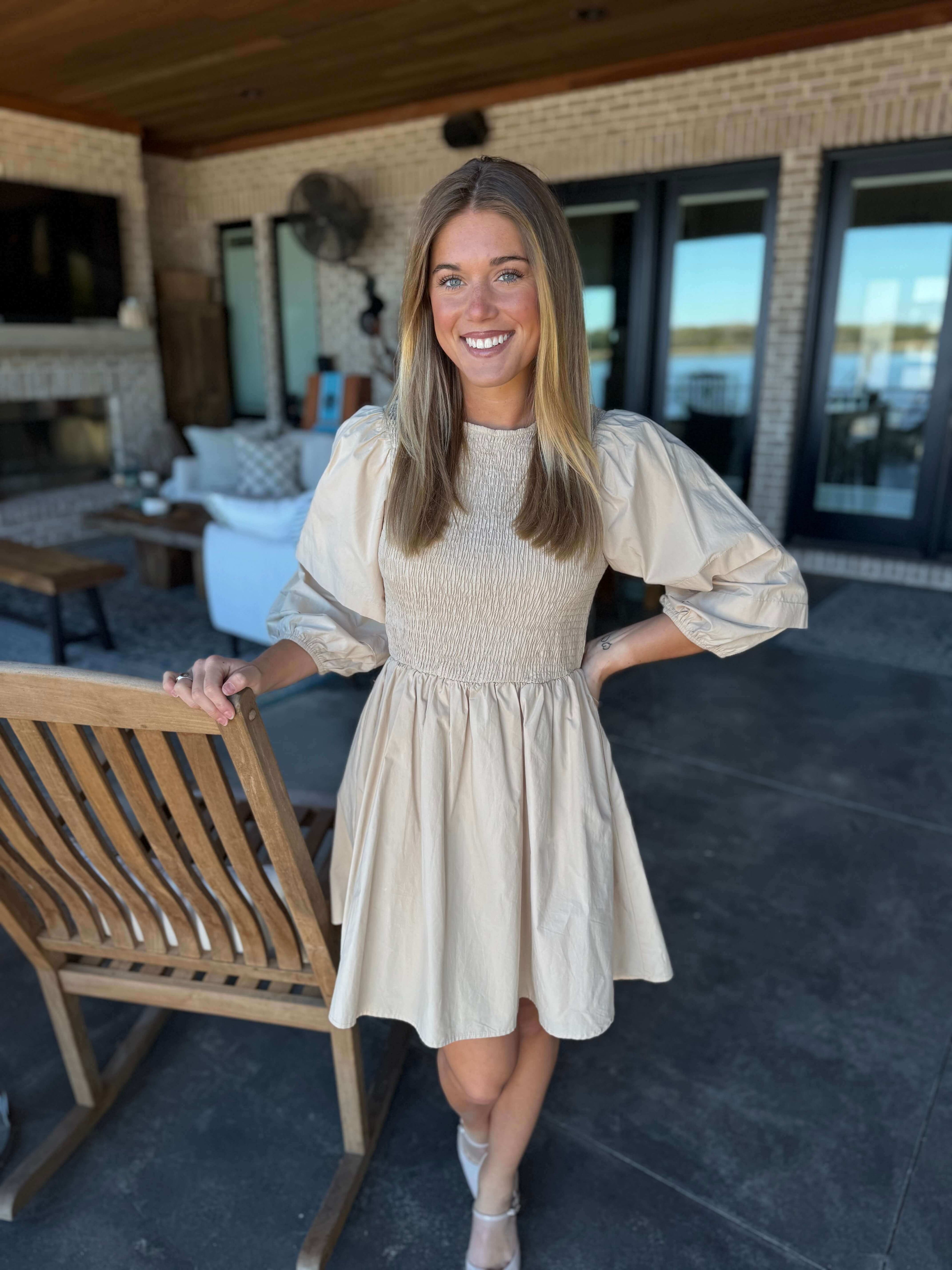 Arron Smocked Natural Dress
