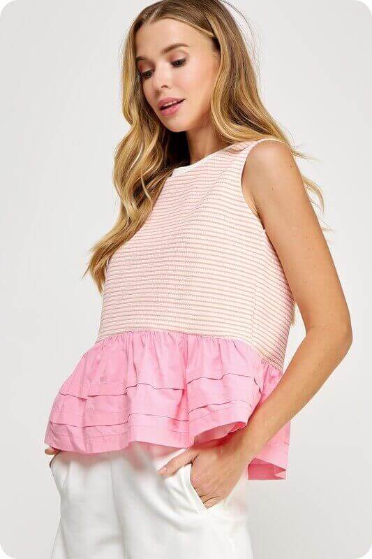Camron Stripe Ruffle Top