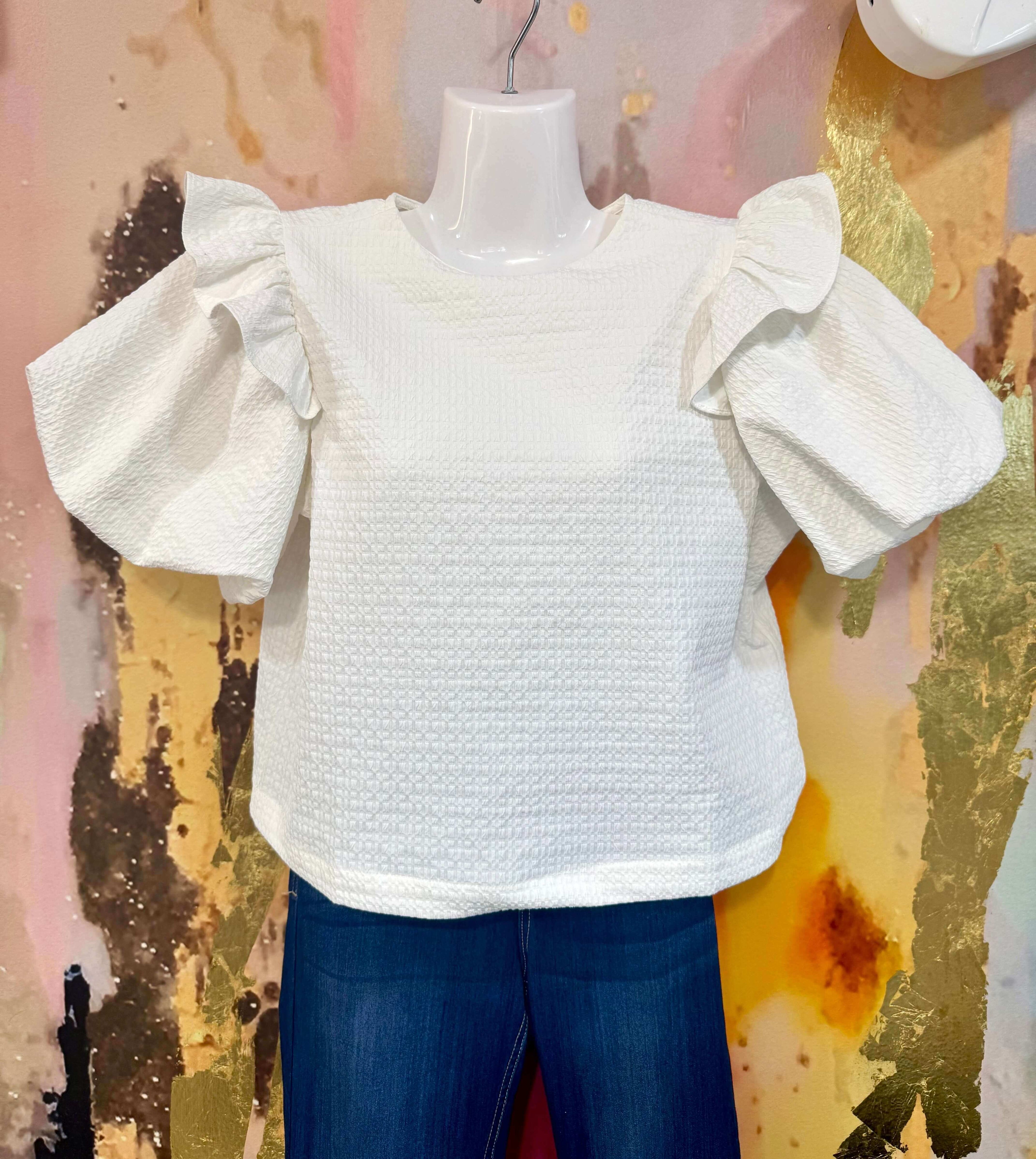 Holly White Textured Top