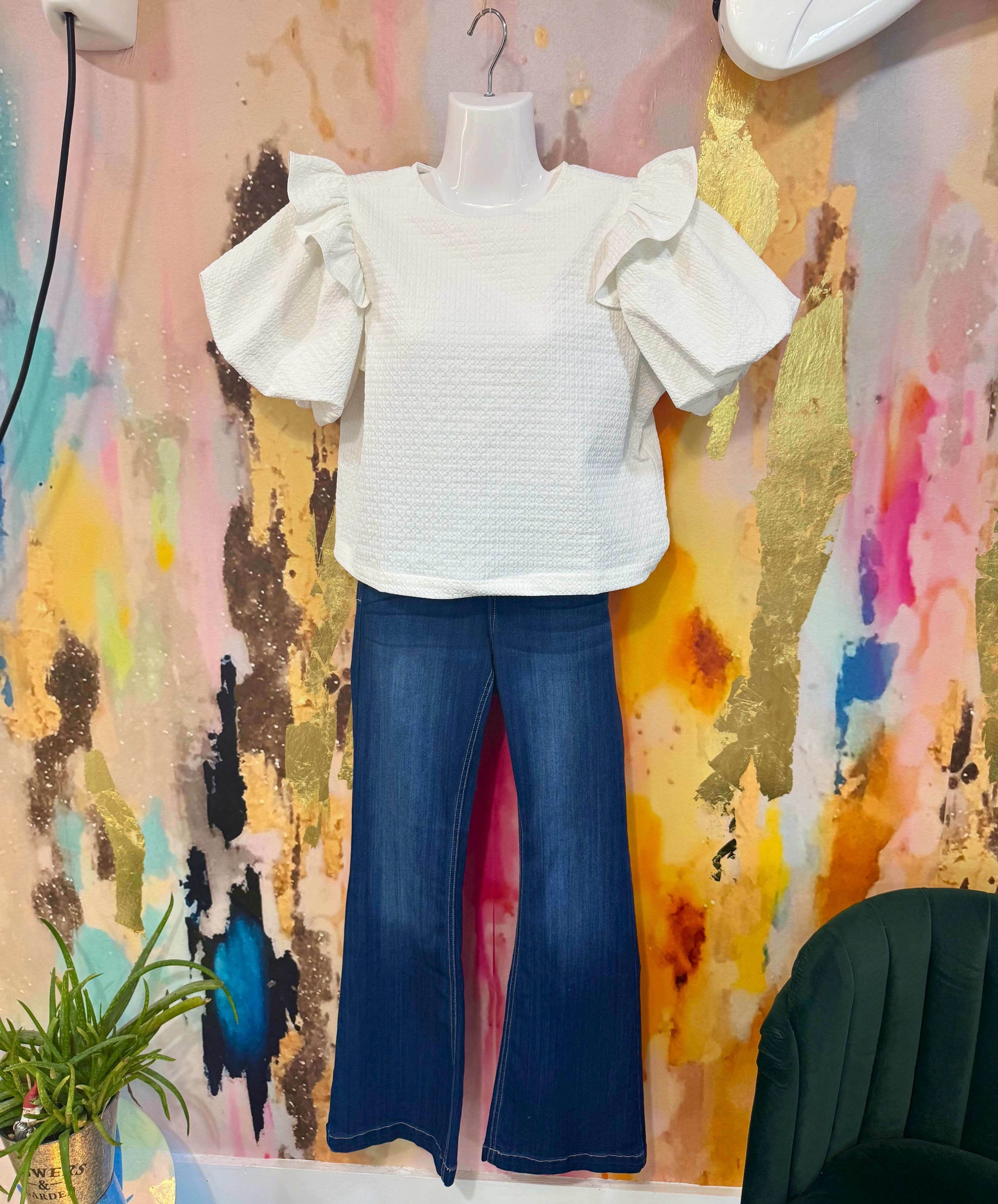 Holly White Textured Top