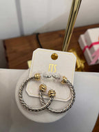 Rope Textured Two Tone Hoop