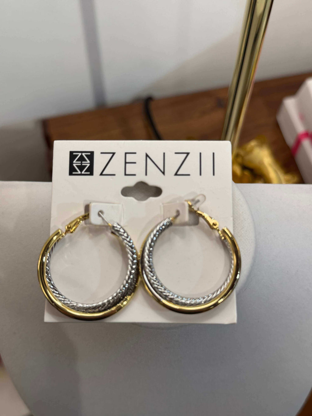 Twisted Cable and Bar Detailing Earrings