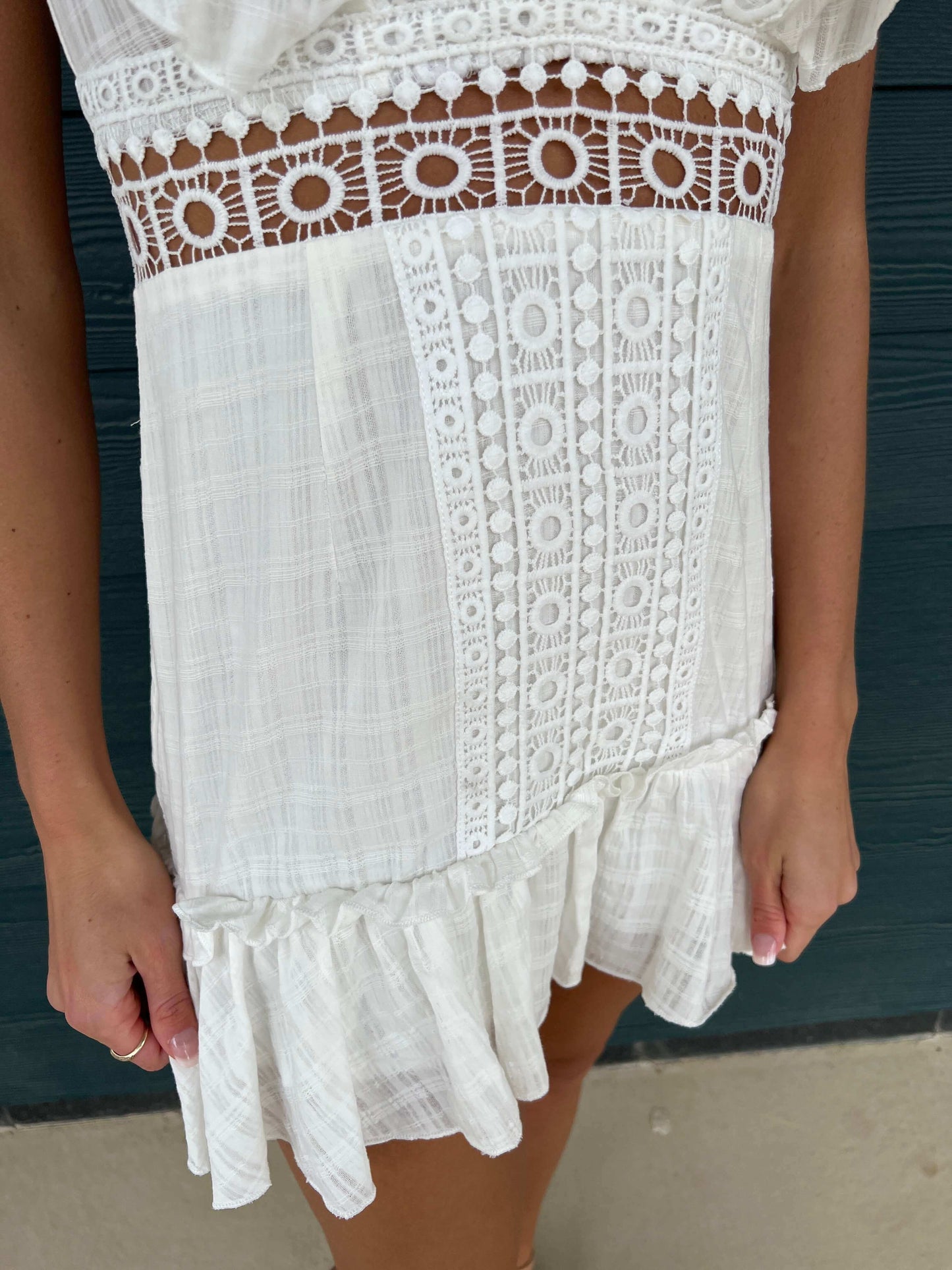 Adaline White Ruffle Dress